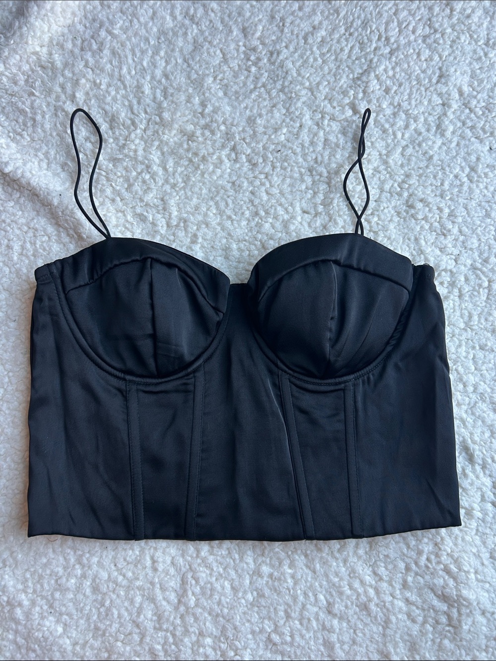 Black Bustier Crop Top with Underwire